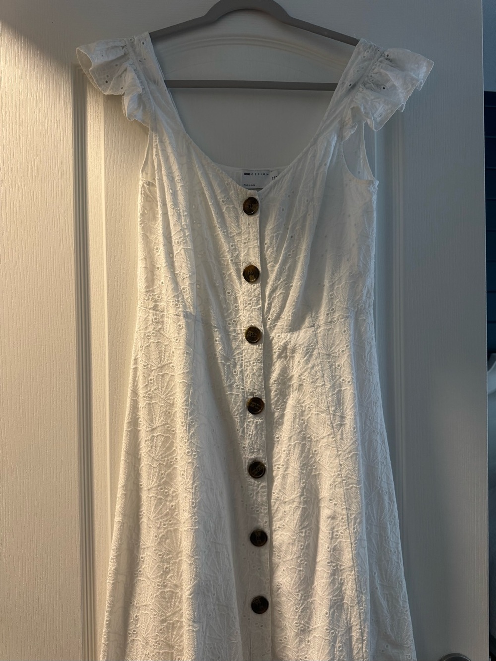 ASOS White Eyelet Button-Front Maxi Dress